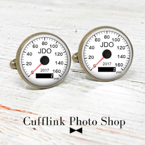 Personalized Cufflinks, Monogrammed Cufflinks, Speedometer Cufflinks, Gift for Car Lovers, Anniversary Gift, Personalized Gift For Him