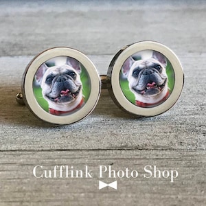 Personalized custom photo cufflinks, mens customized cuff links for dog lover gift