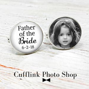 Father Of The Bride Cufflinks, Personalized Cufflinks, Custom Cufflinks, Photo Cufflinks, Gift From Bride, Gift For Dad, Wedding Cufflinks