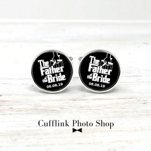 Custom father of the bride cufflinks with wedding date, the godfather cuff links personalized father gift from daughter