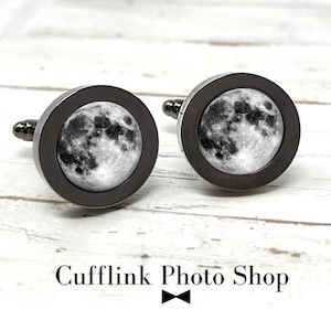 Full moon cufflinks,  galaxy space cuff links makes the perfect gift for scientist