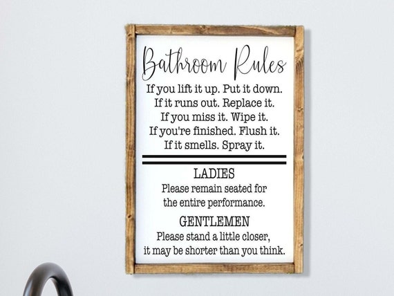 Bathroom Rules Sign Funny Wood Sign Wood Sign Bathroom | Etsy