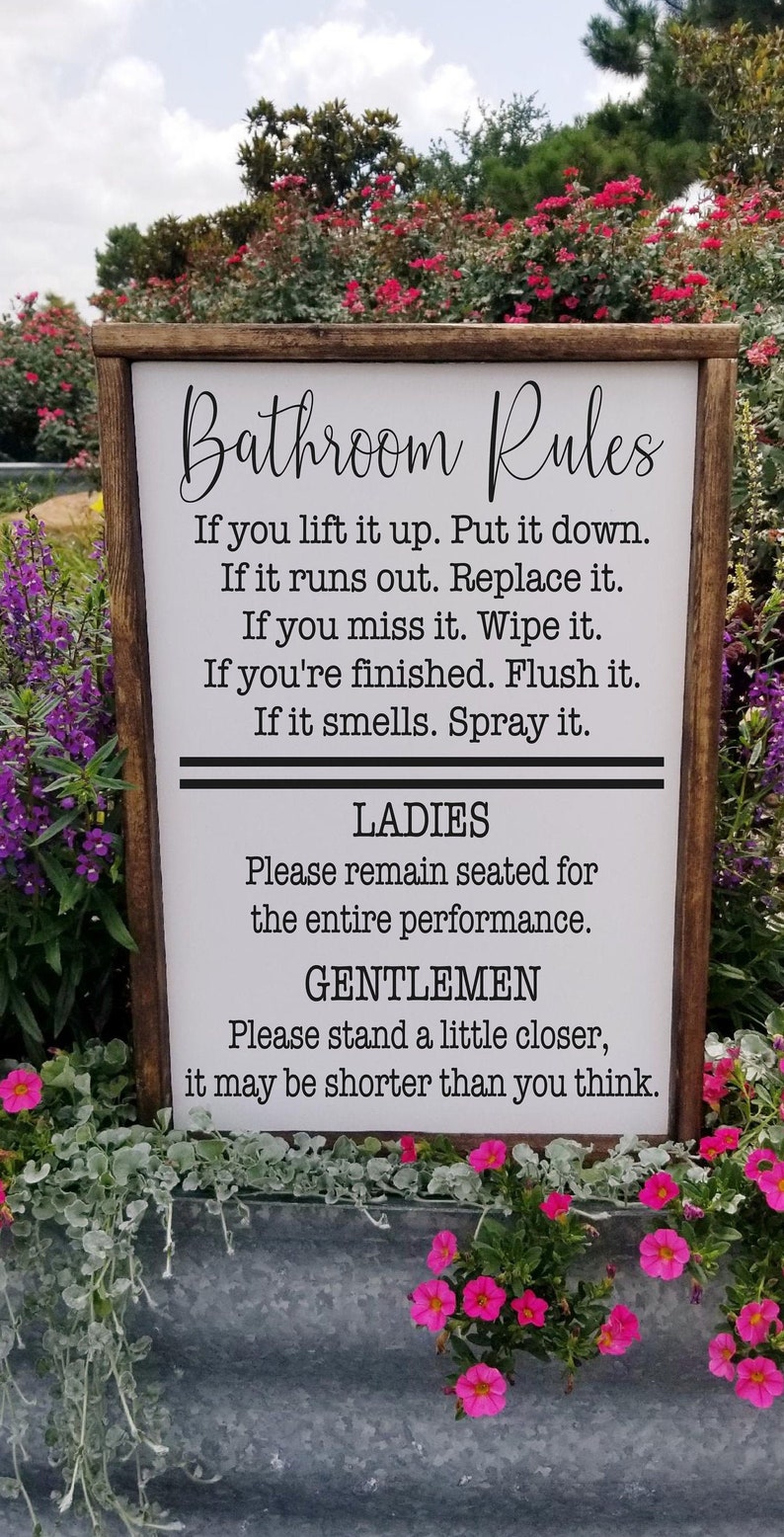 Bathroom Rules Sign Funny Wood Sign Wood Sign Bathroom | Etsy