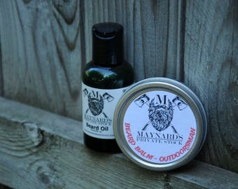 Beard Oil and Beard Balm Beard Kit - Outdoorsman (Pine scented beard oil and beard balm) top selling items, self care, most popular item,