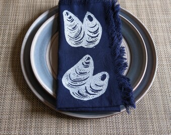 Made to Order: Block Printed Napkins | Handmade | Nature Inspired | Dinner Party Decor | Mussel Shells