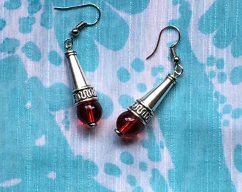 Silver and Blue Cone Earrings
