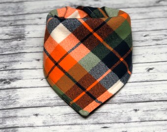 Oranje blauw groene tartan geruite flanel hond bandana, geruite hond bandana, herfst hond bandana, winter hond bandana