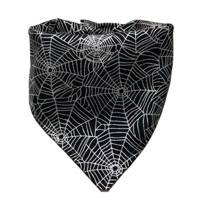 Glitter Halloween Spider Web Dog Bandana with Orange Reverse, Halloween Dog Bandana, Halloween Dog Scarf image 1