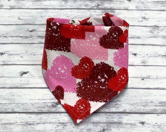 Pink, Red, Maroon, Hearts, Valentine’s Day Dog Bandana, Soul Mutt, Valentine's Day Heart Dog Bandana