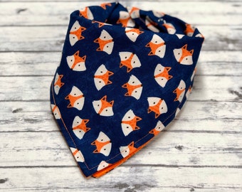 Fox Dog Bandana, Foxes Dog Bandana, Geometrische Fox Face Bandana, Oranje en Blauwe Hond Bandana, Woodland Fox, Animal Print Dog Bandana