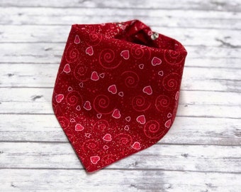 Rode en roze glitterharten Valentijnsdag hondenbandana, Soul Mutt Valentijnsdag harthondbandana