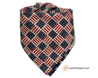 Amerikaanse hondbandana, patriottische hondbandana, rood wit en blauw, vintage Amerikaans, klassieke Amerikaanse hondbandana