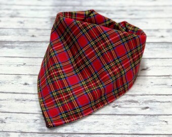 Rode Tartan geruite flanel hond bandana, rode geruite kerst hond bandana, winter hond bandana