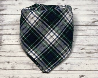 Green and Blue Scottish Plaid Flannel Dog Bandana, Scottish Plaid Dog Bandana, Plaid Dog Bandana, Christmas Dog Bandana, Winter Dog Bandana