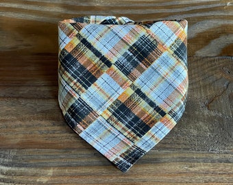 Orange and Black Plaid Fall Dog Bandana