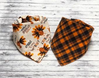 Thanksgiving Dog Bandana, Turkey Dog Bandana, Fall Dog Bandana, Orange Dog Bandana, Gobble Till You Wobble