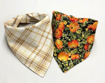 Pumpkin Dog Bandana, Metallic Pumpkin Patch Dog Bandana, Fall Dog Bandana