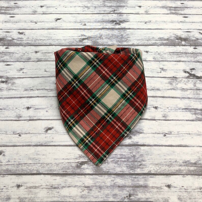 Plaid Christmas Dog Bandana, Christmas Dog Bandana, Rustic Plaid Dog Bandana, Christmas Tree Dog Bandana, Holiday Dog Bandana image 4