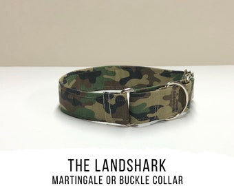 Camo halsband, Martingale halsband, denim halsband met gesp aan de zijkant