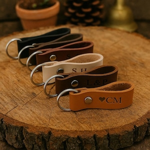 Embossed Leather Keychain: Personalized Mini Loop Keyring