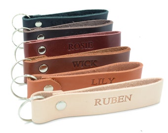 Embossed Leather Keychain: Personalized Monogram, Custom Engraved Loop