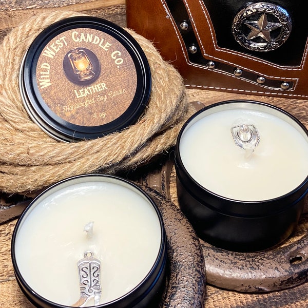 4oz Leather Soy Candle, New Arrival!