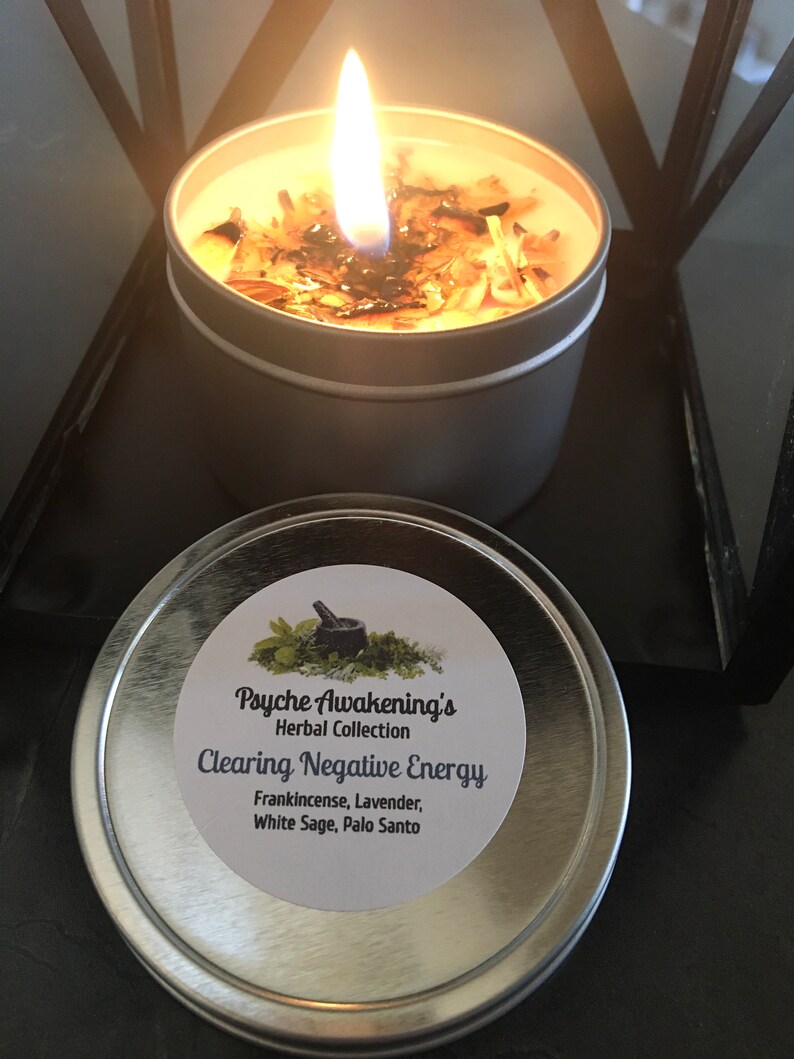 4oz Clearing Negative Energy Herbal Soy Candle Etsy