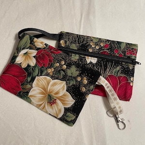 Porta-moedas com flores de Natal/porta-cartão-presente