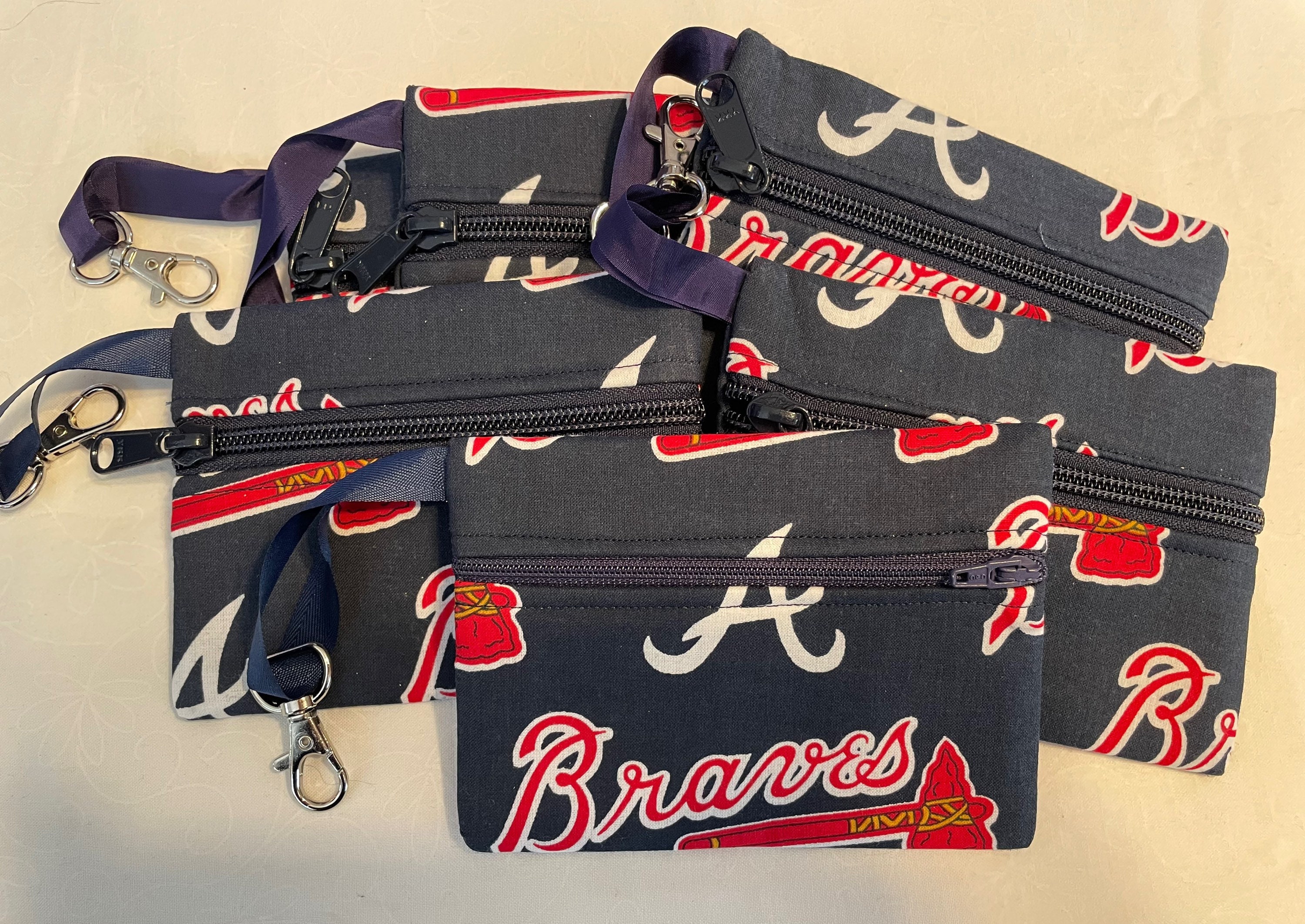 New Hand Beaded Atlanta Braves “Go Braves” Bag Strap And Clear Bag