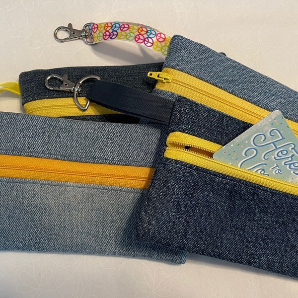 Boho recycled denim coin purses