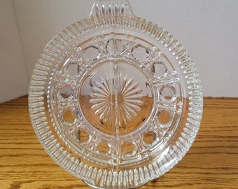 Vintage Federal Glass Windsor Button and Cane Relish Dish