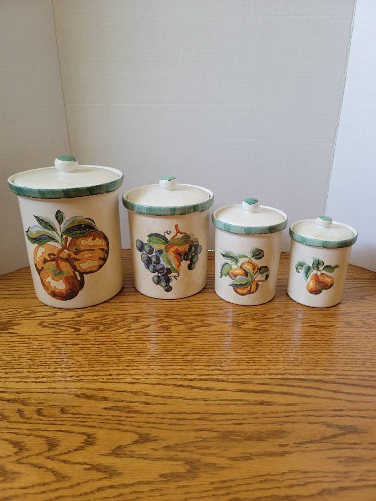 Vintage Himark Ceramic Canister Set of 4 in a Fruit Design