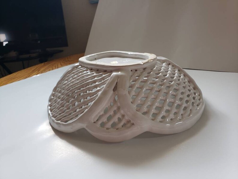 Vintage Savoir Vivre open weave porcelain bowl ...Portugal