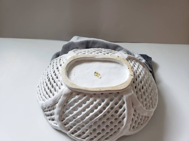 Vintage Savoir Vivre open weave porcelain bowl ...Portugal
