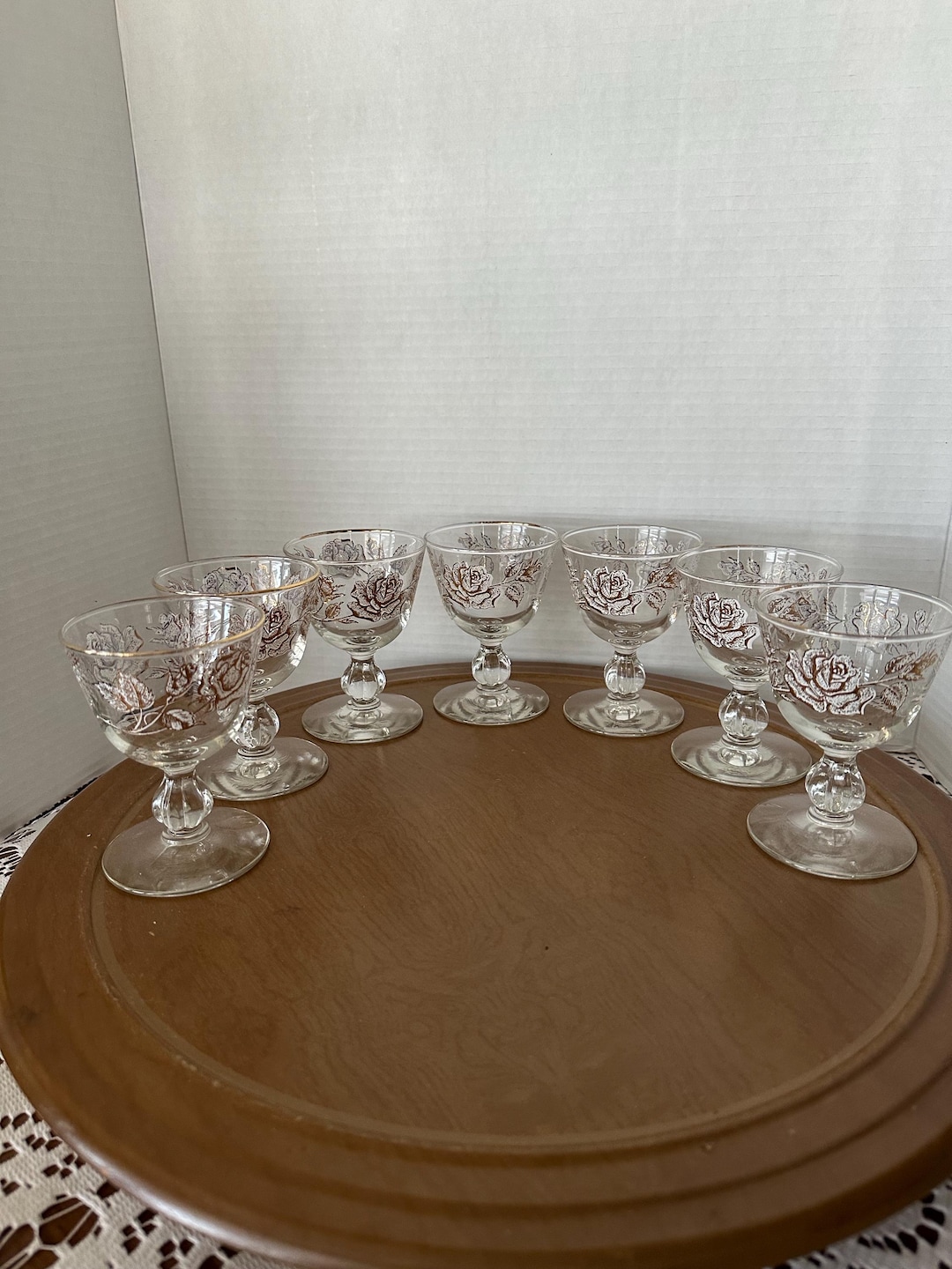 Vintage 1960’s Libbey Rose Bouquet Wine or Cordial Glasses. Set of 7 Etsy