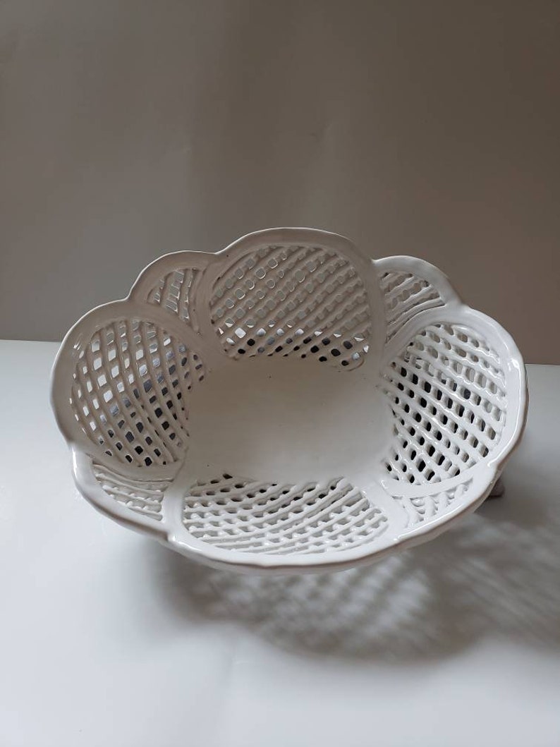 Vintage Savoir Vivre open weave porcelain bowl ...Portugal