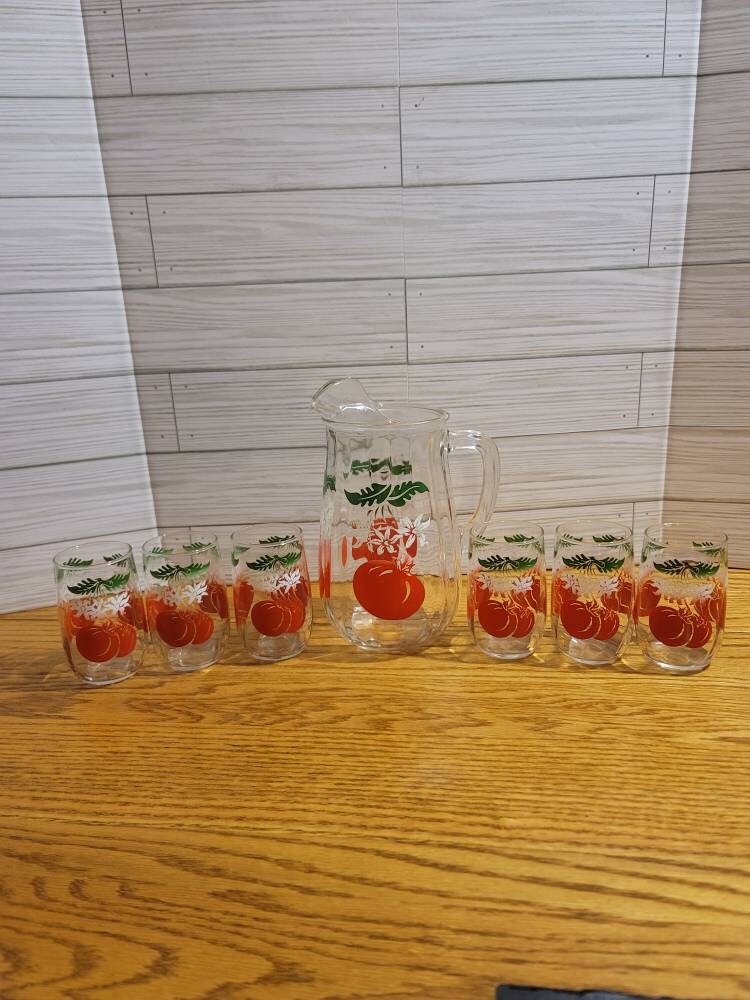 VintageHazel-Atlas Glass Tomato and Orange Juice Carafe