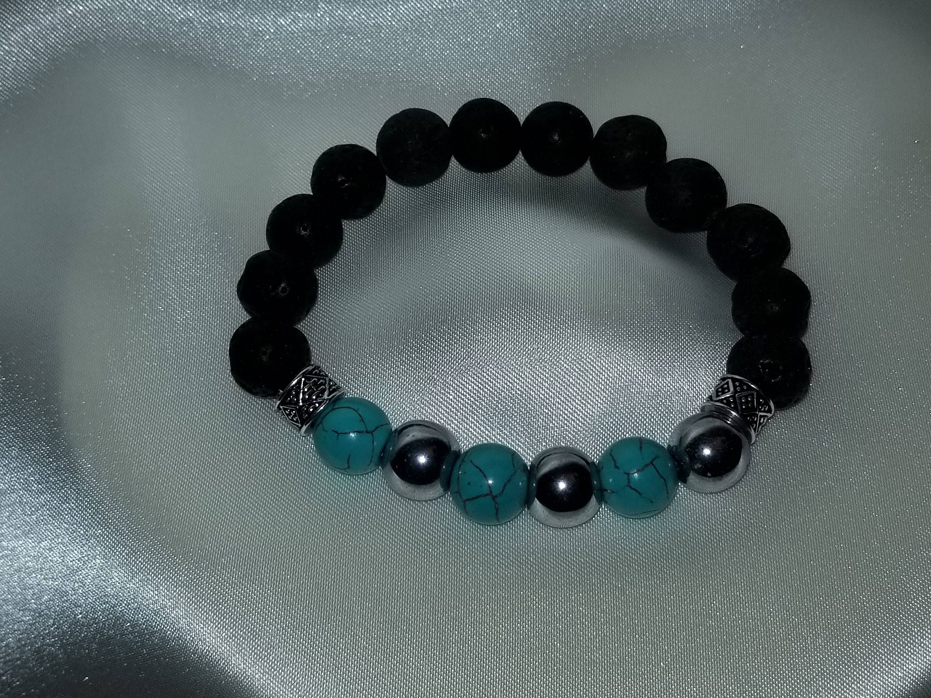 Turquoise and Hematite Essential Oil Diffuser Bracelet - Etsy
