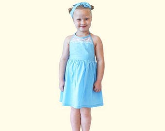 Blue Cinderella Lace Back Dress