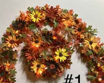 Illuminated Fall Garlands sets Dollhouse Miniatures