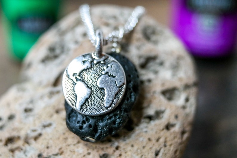 LIMITED QUANTITY! Essential Oil Diffuser Necklace Lava Bead World Charm Travel Jewelry Lava Stone Aromatherapy Jewelry