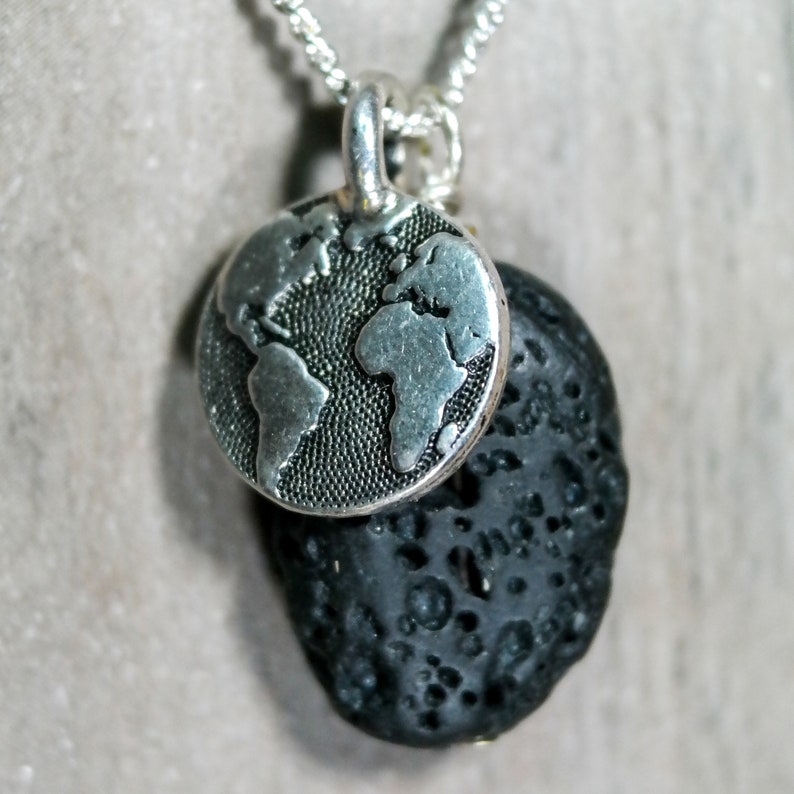 LIMITED QUANTITY! Essential Oil Diffuser Necklace Lava Bead World Charm Travel Jewelry Lava Stone Aromatherapy Jewelry