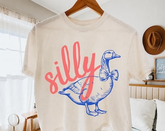 Silly Goose Shirt | Funny Goose Shirt Design | Cute Goose With Bow PNG | Preppy Goose Graphic | Trendy Animal Shirt PNG | Goose Lover Gift