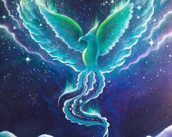 Phoenix Rising - Surreal Northern Lights Painting - Fantasy Phoenix Rising - Surreal Northern Lights Painting - Fantasy