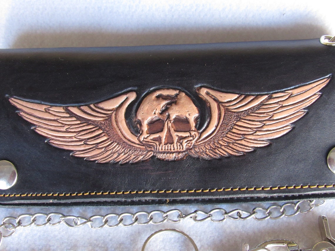 Custom Biker Wallets Handmade LEATHER BIKER WALLET W/ Chain, Antique Finish - Etsy
