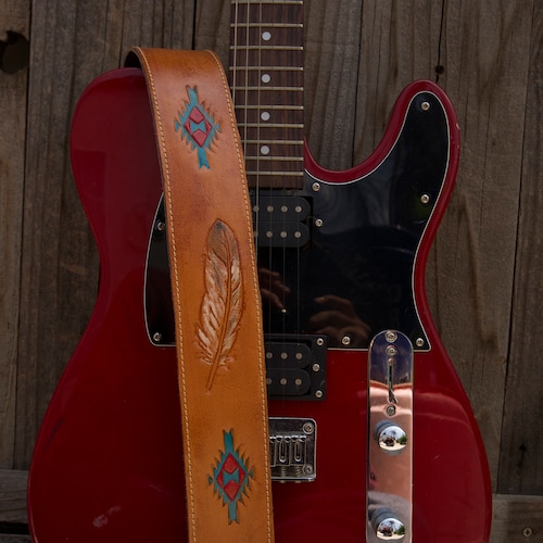 PADDED LEATHER GUITAR Strap Roses Etsy