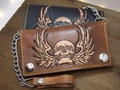 HANDMADE BIKER WALLET with chain, Antique Finish