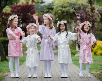 PERSONALISED Printed Children's Robe Kids Junior Bridesmaid Bridal