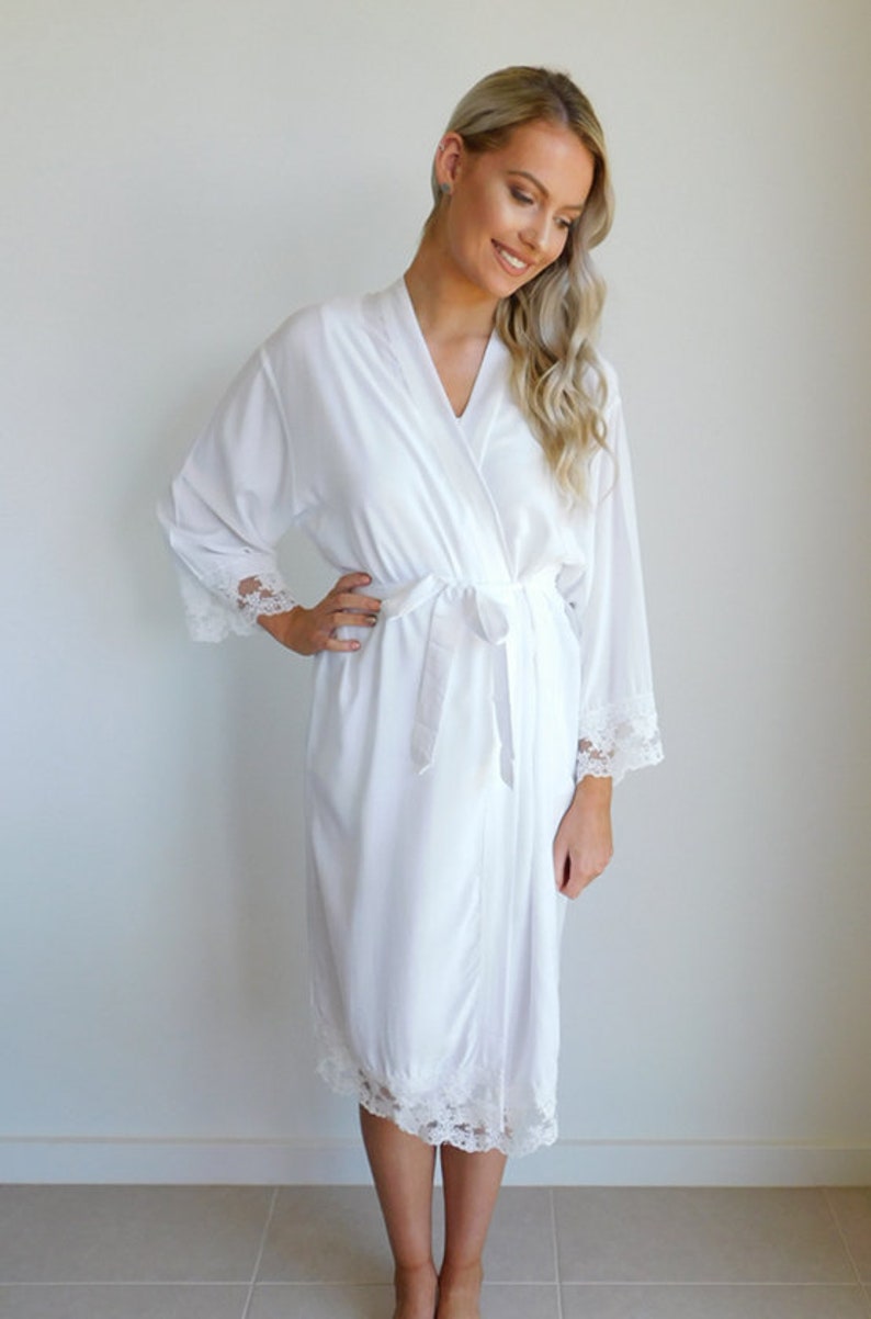 PLAIN Cotton Lace Robe Bridal Dressing Gown Bride Tribe Etsy