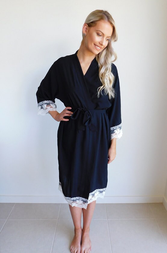 PLAIN Cotton Lace Robe Bridal Dressing Gown Bride Tribe Etsy